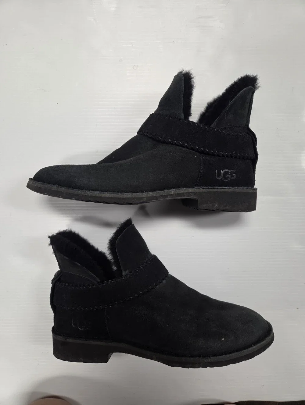 UGG Mckay Black Suede Sheepskin Ankle Boots Booties Size US 9 Women